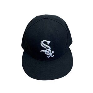 New Era 59Fifty Chicago White Sox Black Fitted Hat Sz 7 1/2 Baseball Cap